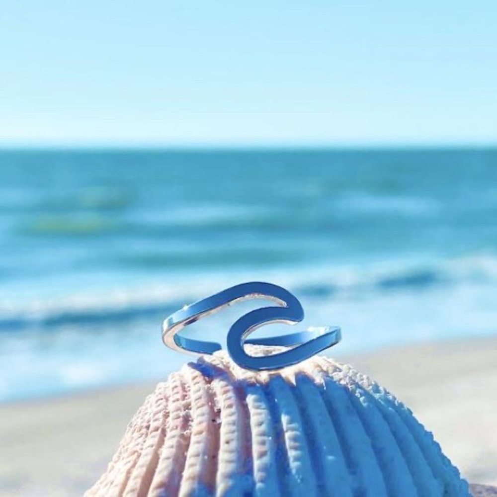 Silver Ocean Wave Ring adjustable NEW